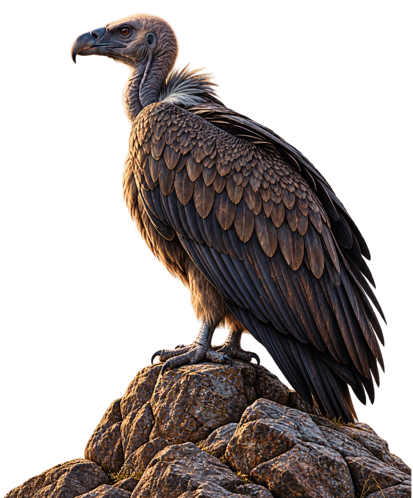 Jatayu, a vulture standing on a rocky perch