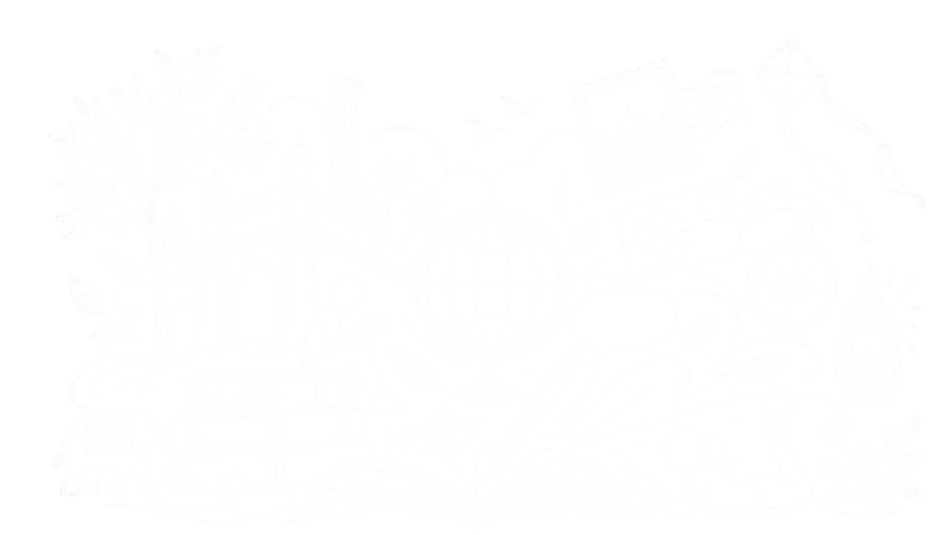 Indian stories and culture illustrated around an open book